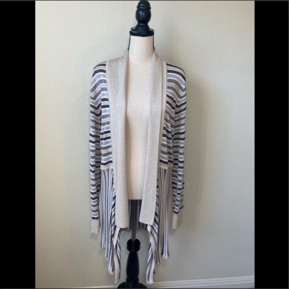 White House Black Market Sparkle Striped Cardigan Sweater Size XL - Picture 1 of 7